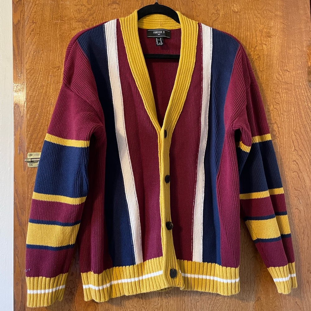 Cotton Colorblock Chunky Cardigan